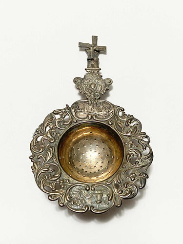 Coador Chá Infusor Antigo Holandês Prata