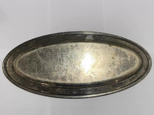 Bandeja Oval Antiga De Metal Prateado