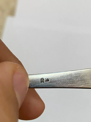 Talher Espátula Antiga Com Marca Cor Prata