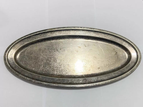 Bandeja Oval Antiga De Metal Prateado