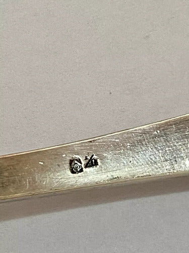 Talher Espátula Antiga Com Marca Cor Prata