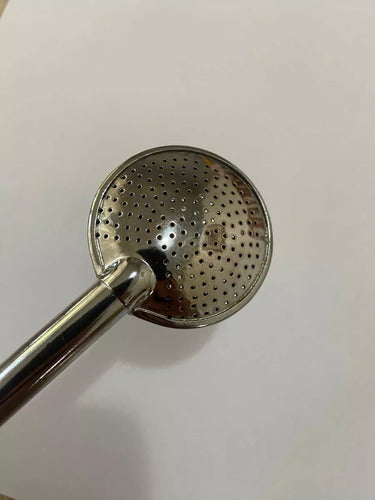 Bomba Para Chimarrão Antiga Em Metal Com Zirconia Vermelha