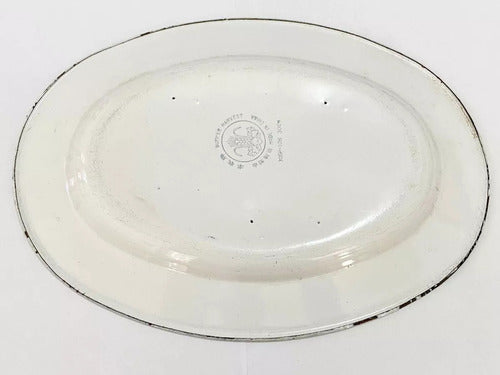 Bandeja Antiga Oval Esmaltada Bumper Harvest Com Flores