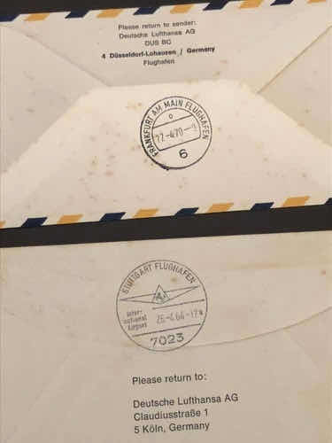 Envelopes Comemorativos Lufthansa Primeiro Voo 64-70 Antigos