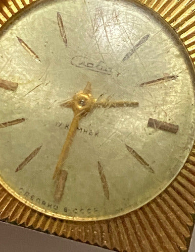 Relógio Antigo Slava 17 Kamhen Banhado Ouro Feito Na Urss