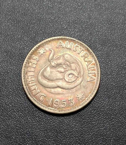 Moeda Antiga De Prata 1953 Australia 1 Shilling