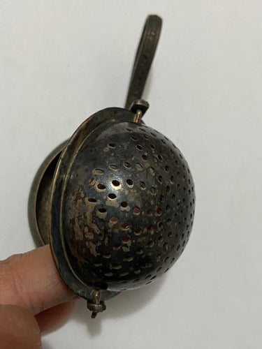 Antiga Peneira Para Chá Coador Com Suporte Cor Prata