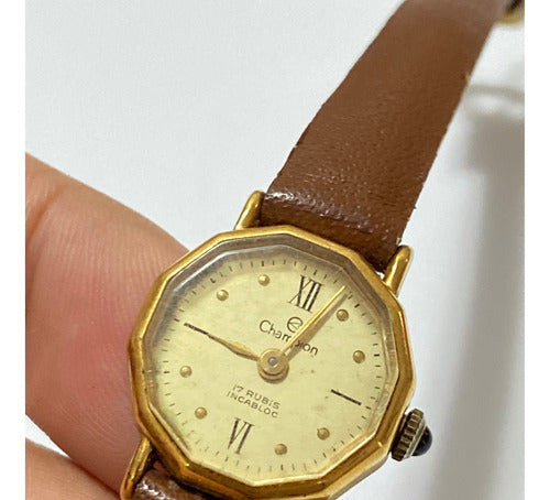 Relógio Antigo Champion 17 Rubis Incabloc Dourado
