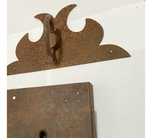 Lote Fechadura E Puxador Antigos Em Ferro Século Xviii - Xix