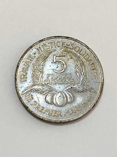 Moeda Antiga Guine África 5 Francs 1962