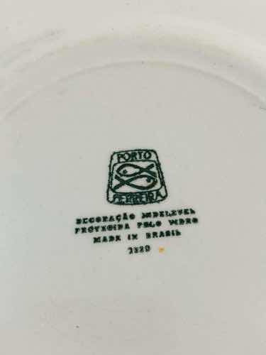 lote 2 pratos antigos de porcelana porto ferreira