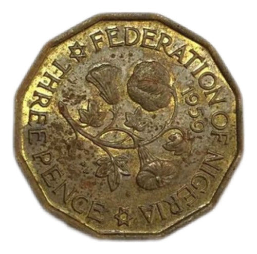 Moeda Antiga 1959 Nigeria 3 Pence