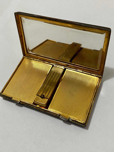 Estojo De Maquiagem Antigo Cal Dourado