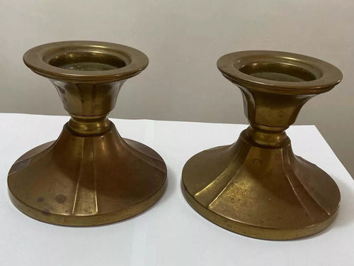 Castiçal Antigo De Metal Dourado