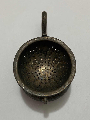 Antiga Peneira Para Chá Coador Com Suporte Cor Prata