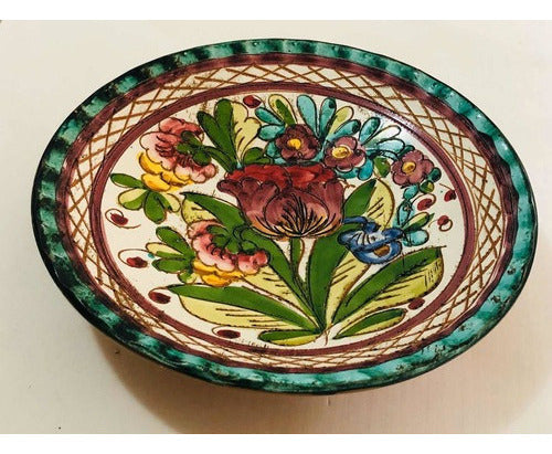 Prato Porcelana Antiga Com Desenho Rosa Flor