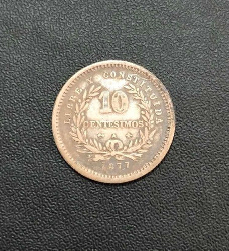 Antiga Moeda De Prata 1877 Uruguai 10 Centesimos