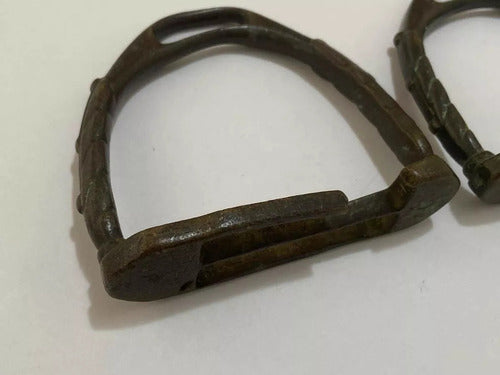 Par Estribo De Bronze Antigo