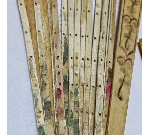 Antigo Leque Em Marfim Com Desenhos Lote