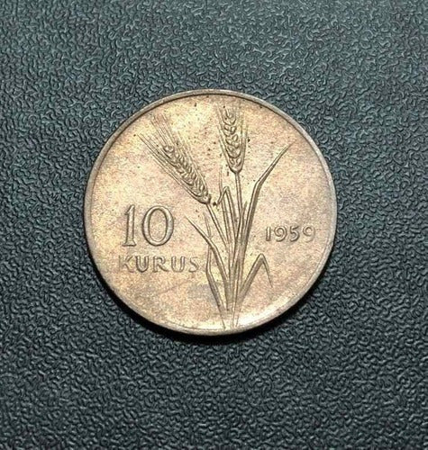 Moeda Antiga De Bronze 1959 Turquia 10 Kurus