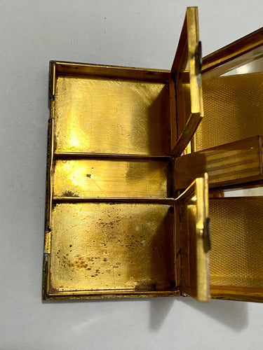 Estojo De Maquiagem Antigo Cal Dourado