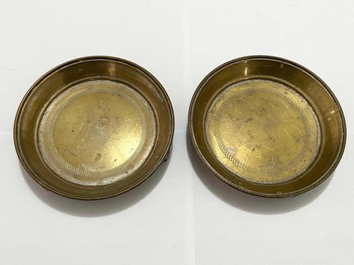 Bandeja Antiga Em Metal Dourado Com Desenhos