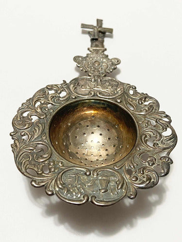 Coador Chá Infusor Antigo Holandês Prata