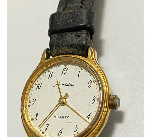 Relógio Antigo Mondaine Dourado E Branco