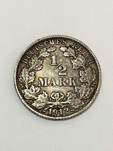 Antiga Moeda Prata Alemanha 1/2 Mark 1912