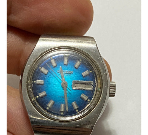 Relógio Antigo Citizen 21 Jewels Prata E Azul