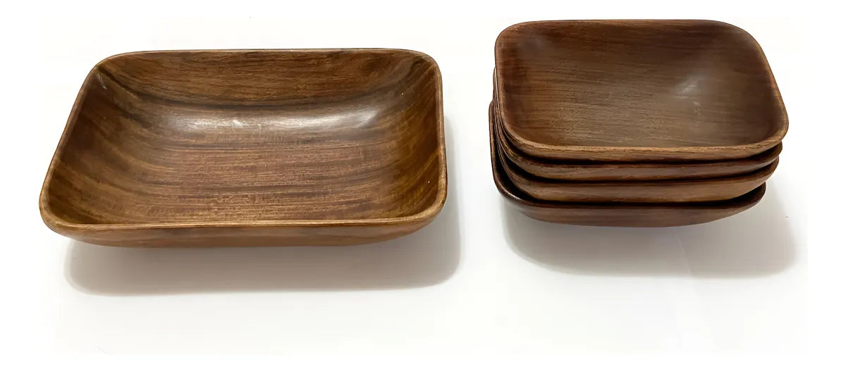 Conjunto Tigelas Retangulares Em Jacarandá Vintage