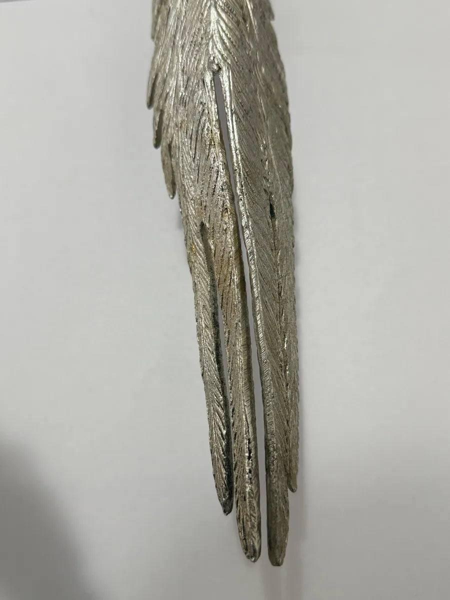 Escultura Faisão Antigo Em Alumínio Prateado 30x12cm