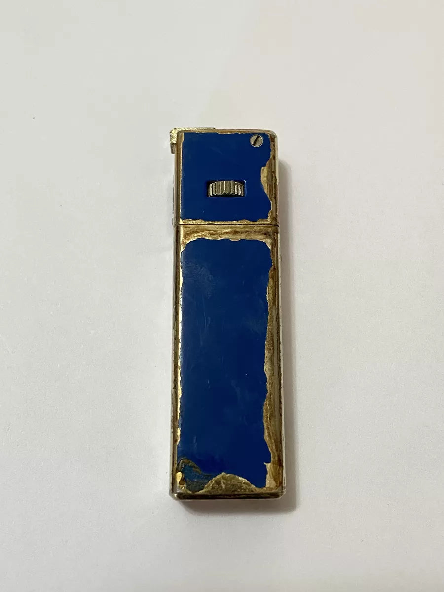 Isqueiro Antigo Azul E Dourado
