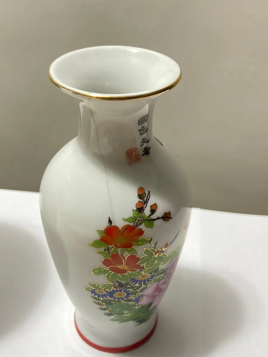 Conjunto 3 Vasos Orientais Porcelana Taiwan Antigos