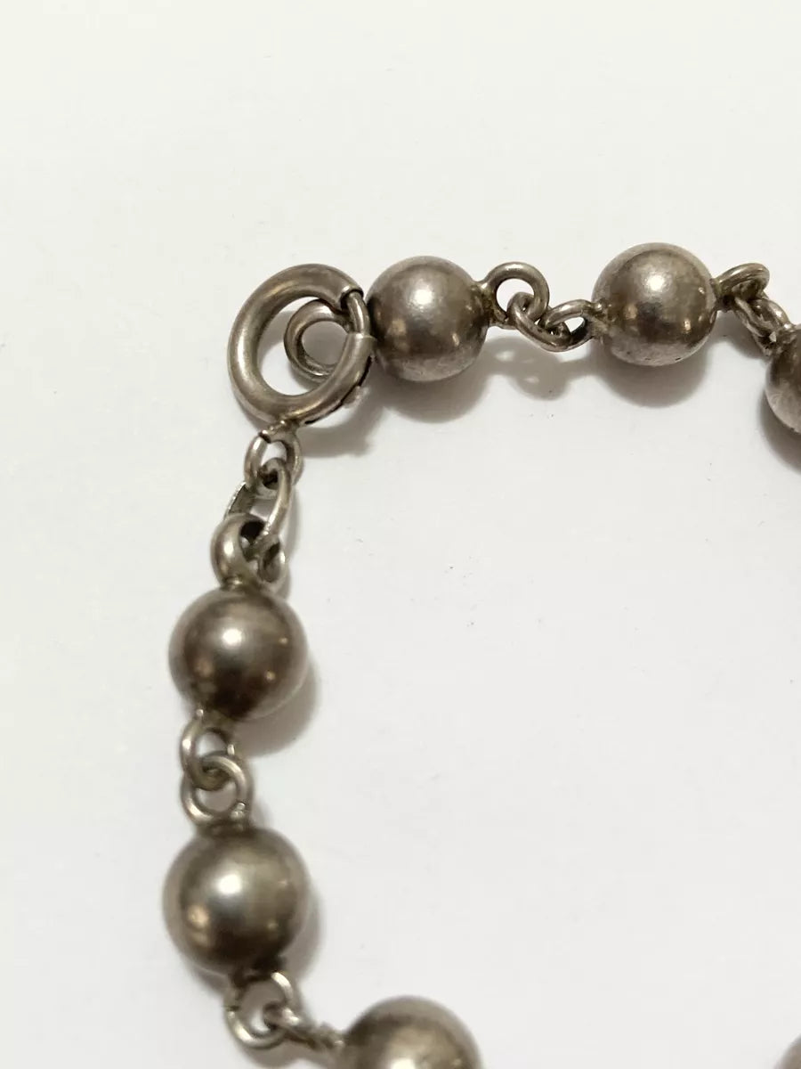 Pulseira Bolinhas Prata Antiga Ajustável