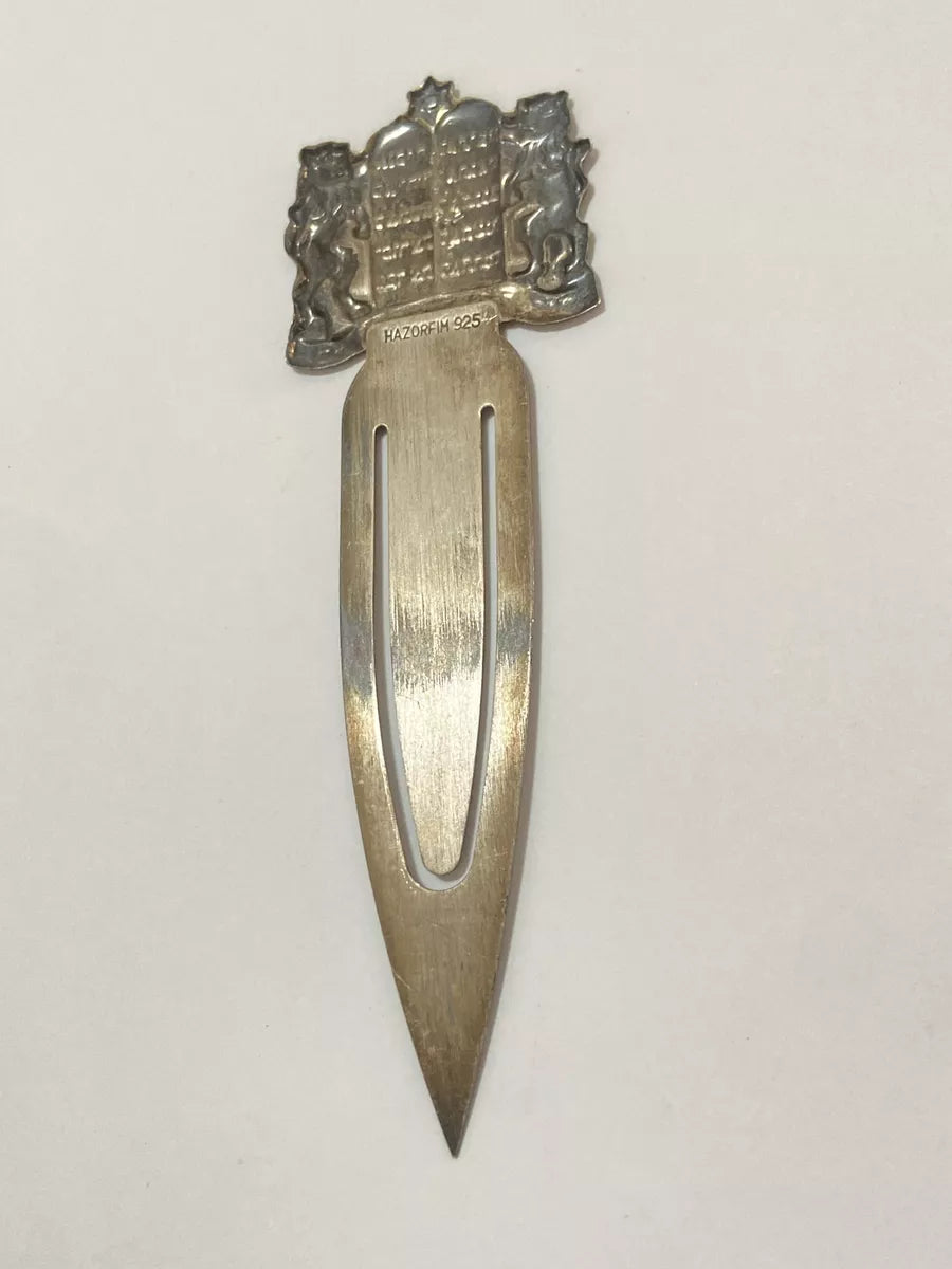 Abridor De Cartas Antigo Prata 925 Com Placa Judaica