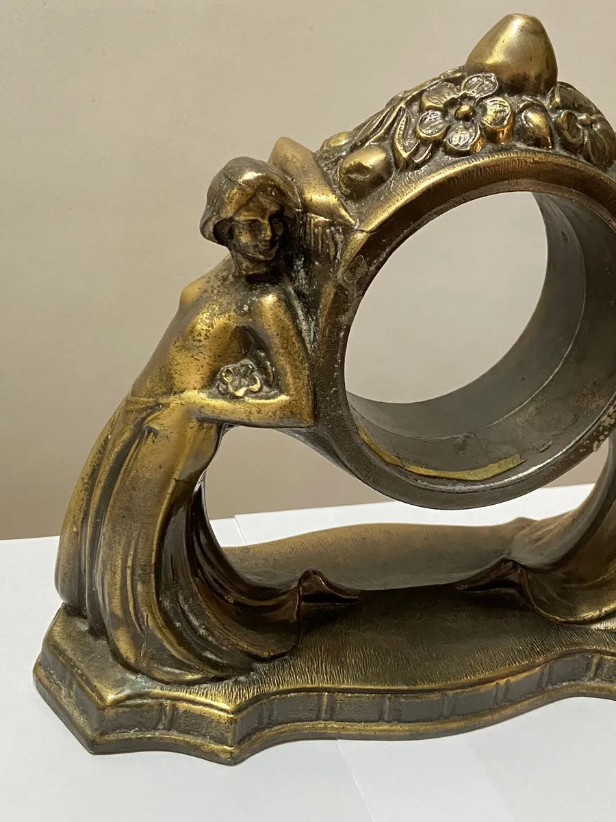 Base Escultura Art Nouveau P/ Relógio De Mesa Antigo Dourado