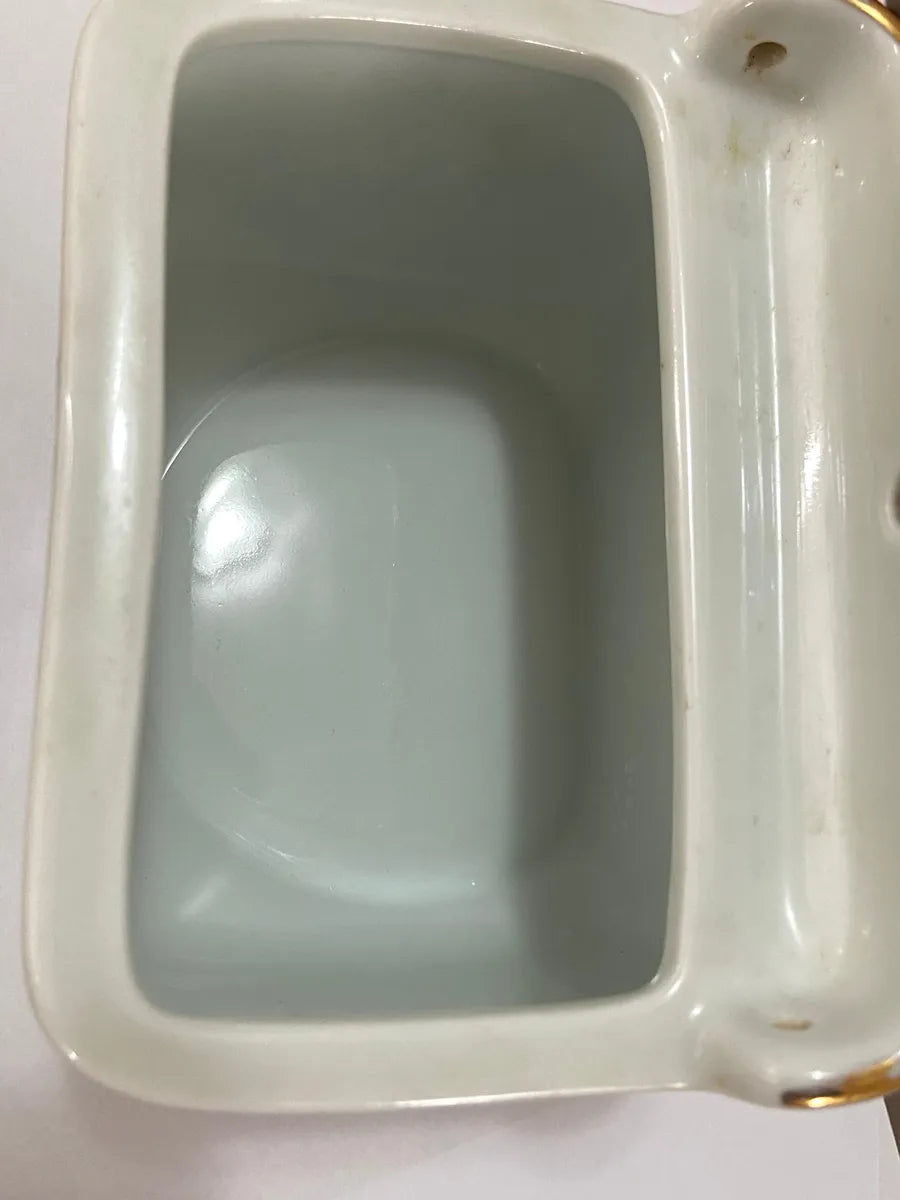 Antigo Saleiro Em Porcelana Schmidt Decorado Com Flores