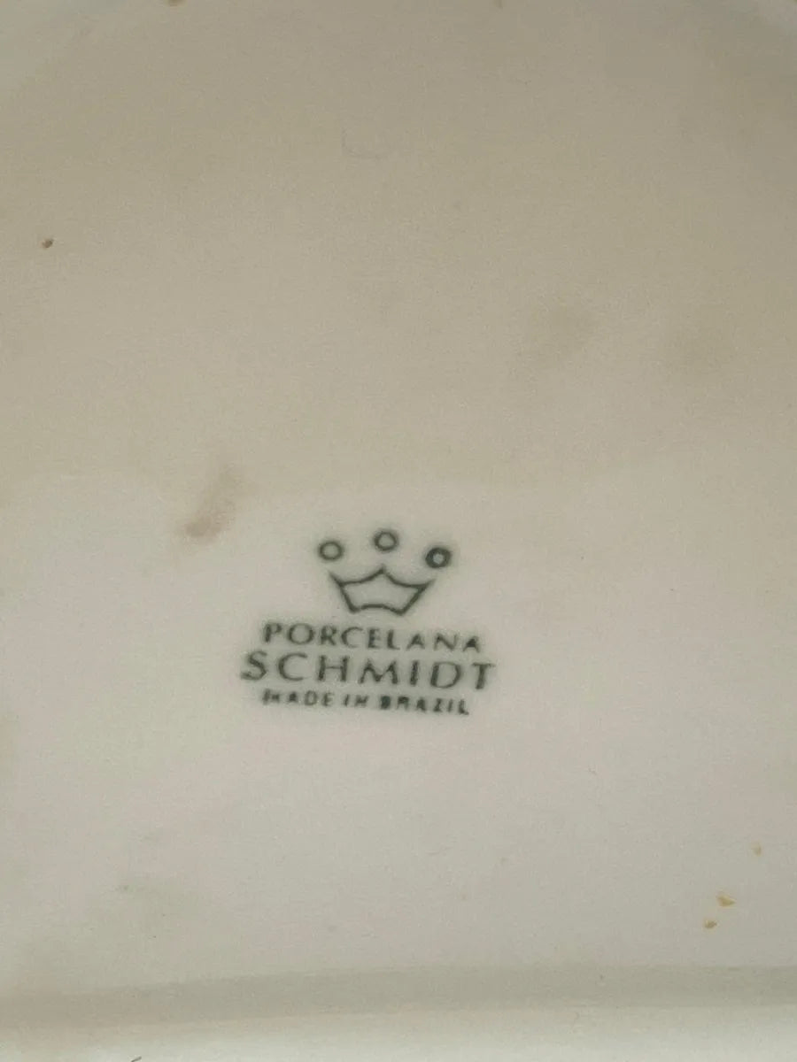 Antigo Saleiro Em Porcelana Schmidt Decorado Com Flores