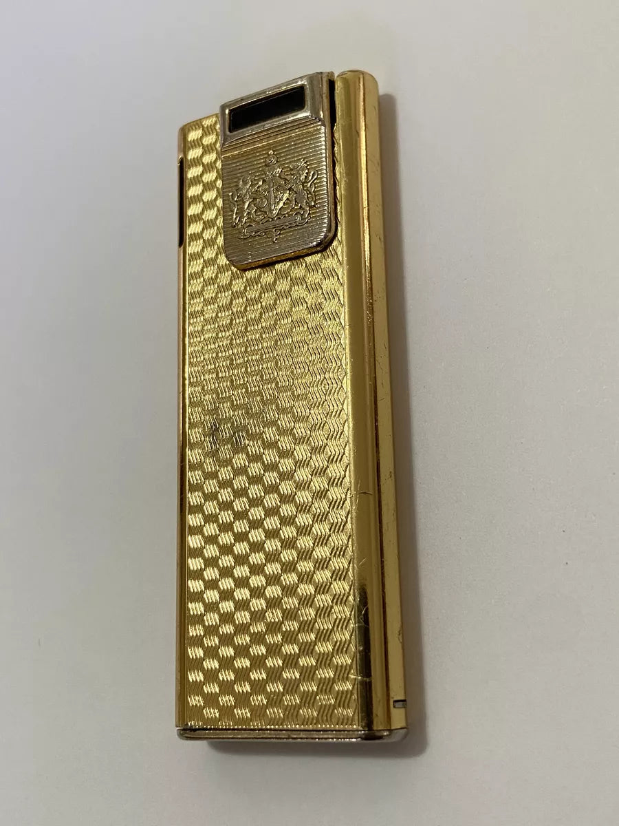 Isqueiro Antigo Japonês Riena Japan Dourado Brasão Leões