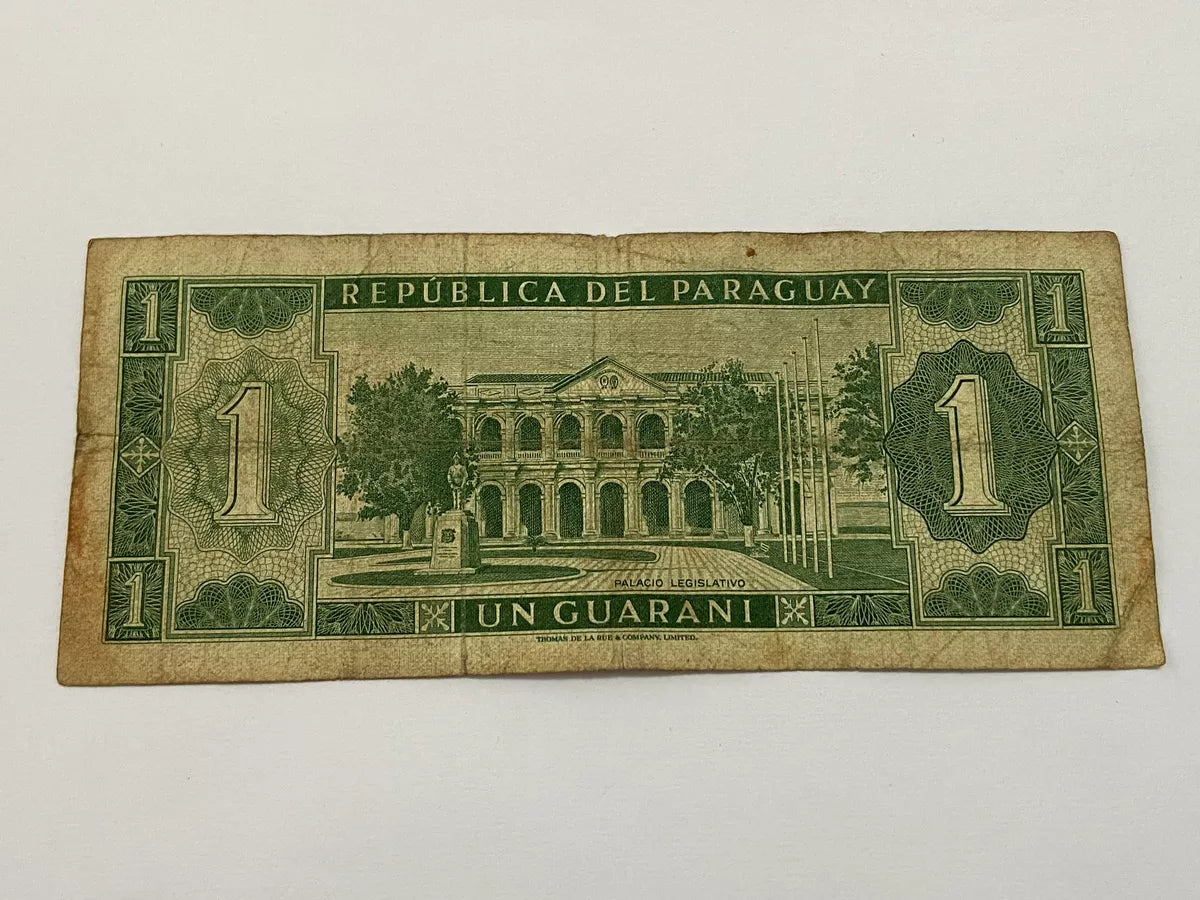 Cédula Antiga 1952 Paraguai Banco Central Un Guarani
