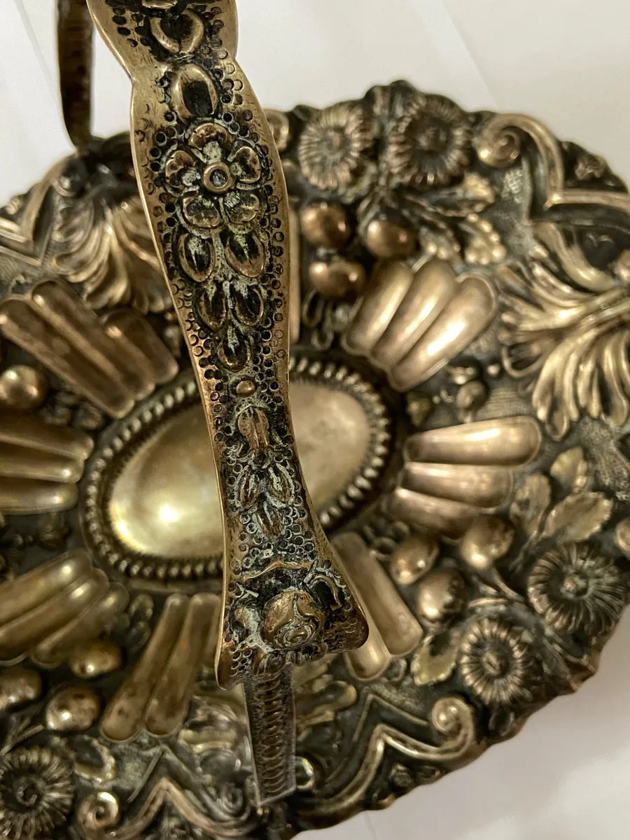 Antiga Cesta Em Prata Portuguesa Contrastada Águia 756g