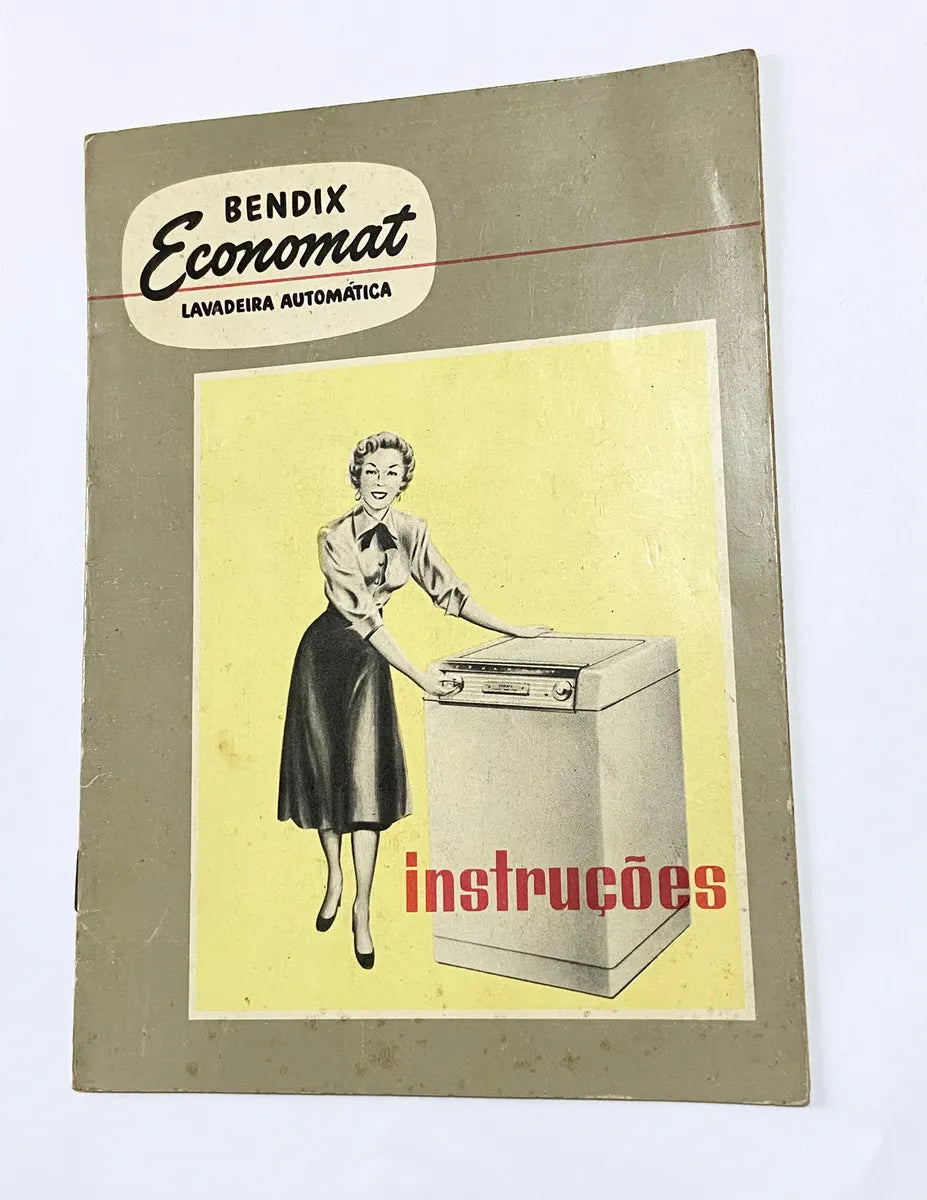 Antigo Manual Bendix Economat Lavadeira Automatica Anos 50