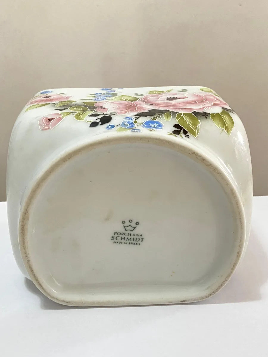 Antigo Saleiro Em Porcelana Schmidt Decorado Com Flores