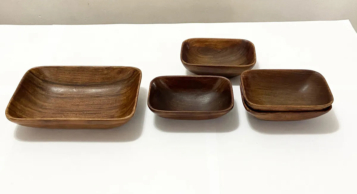 Conjunto Tigelas Retangulares Em Jacarandá Vintage