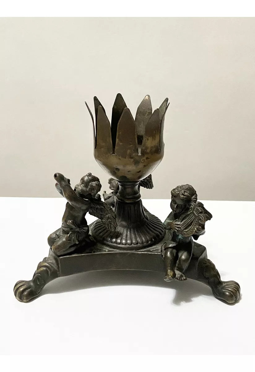 Antiga Luminária Escultura Anjos Músical