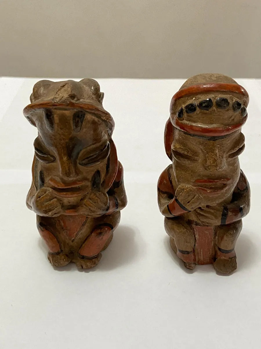 Par De Figuras Em Cerâmica Antiga Estilo Pré-colombiano