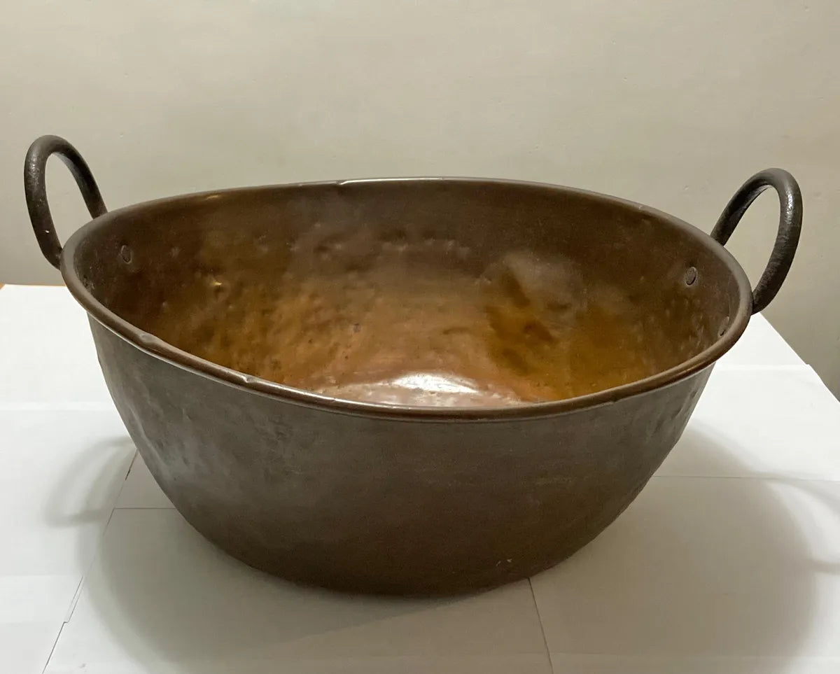 Caldeirão Antigo Em Cobre Com Alças 49cm