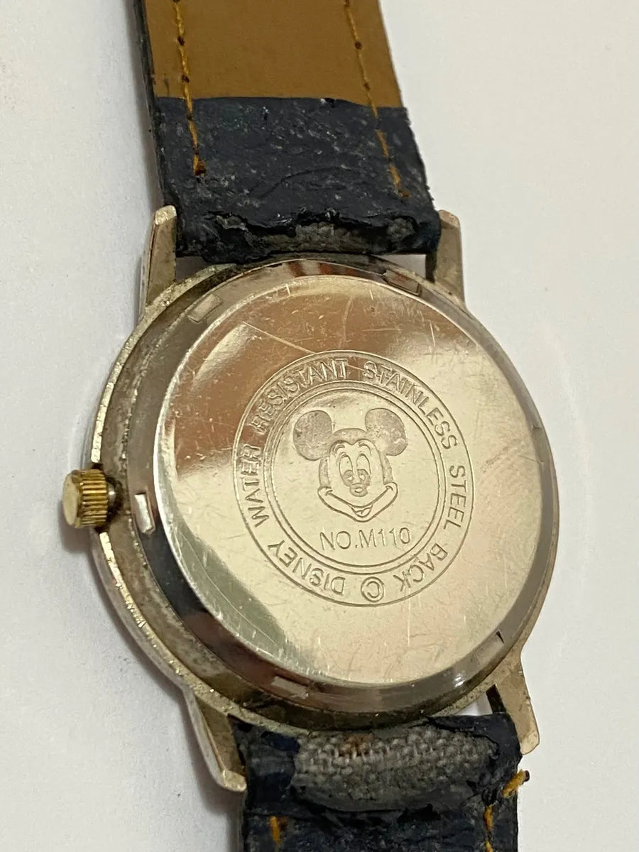 Relógio Antigo Disney Mickey Mouse No.m110 Japan Movt Water Prateado