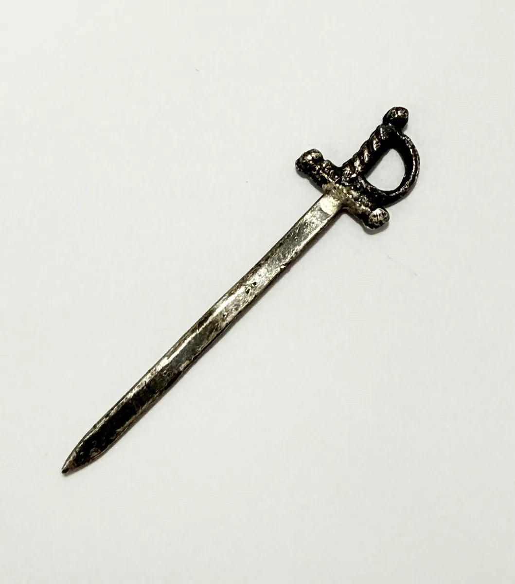 Mini Espada Decorativa Antiga Prata 5,5cm